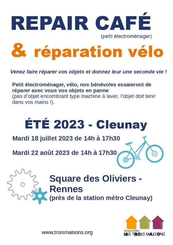 Repair café à Cleunay - Rennes, juillet et août 2023